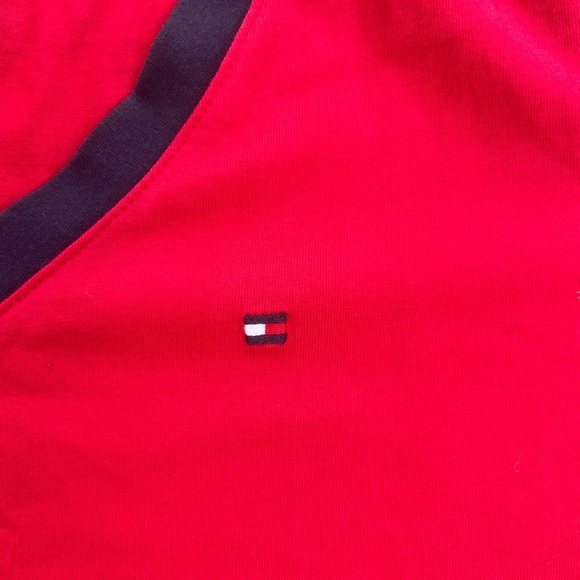 Tommy Hilfiger Red V-Neck with Black Trim size M - Picture 3 of 9